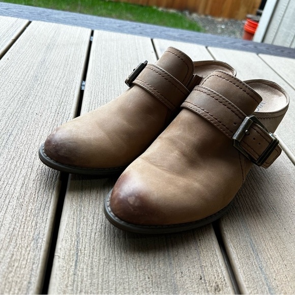 Vionic Cheyenne Heeled Mules Side Buckle Taupe Brown Leather Size 7 Women’s - Picture 4 of 10